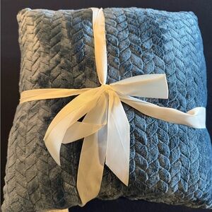 Luxurious Blue Textured Pair of Throw Pillow 18 x 18